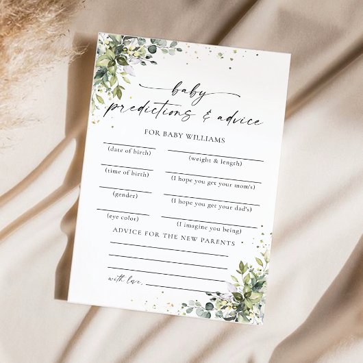 ユーカリフローラ赤ちゃんシャワー予測カード