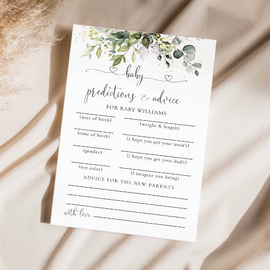 ユーカリフローラ赤ちゃんシャワー予測カード