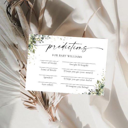 ユーカリフローラ赤ちゃんシャワー予測カード 招待状