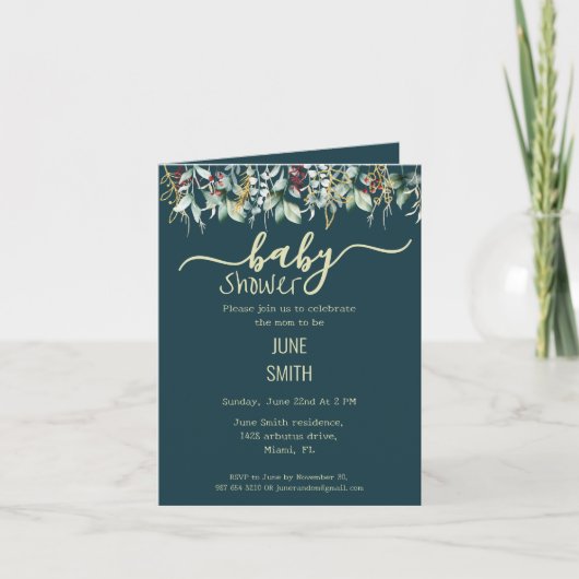 ユーカリフローラ赤ちゃんシャワー 招待状 (正面)