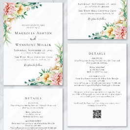 ユーカリフローラ赤面ピンクオールインワン結婚ズ 招待状