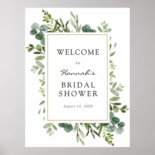 ユーカリブライダルシャワーウェルカムサイン ポスター (正面)