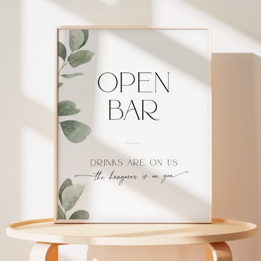 ユーカリブライダルシャワーオープンバードリンクは米国にある 台座サイン