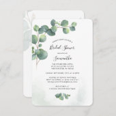 ユーカリブライダルシャワーグリーンリー招待状 ノートカード (正面/裏面)