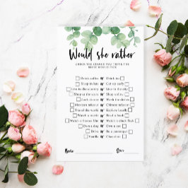 ユーカリブライダルシャワーゲーム彼女はむしろ