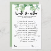 ユーカリブライダルシャワーゲーム彼女はむしろ (正面/裏面)