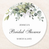 ユーカリブライダルシャワーラウンド紙コースター ラウンドペーパーコースター (正面)