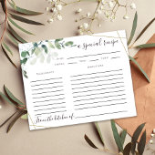 ユーカリブライダルシャワーレシピカード