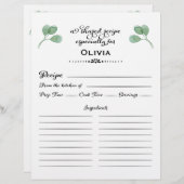 ユーカリブライダルシャワーレシピカード レターヘッド (正面/裏面)