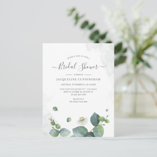 ユーカリブライダルシャワー台本の多肉植物 インビテーションポストカード (スタンド正面)