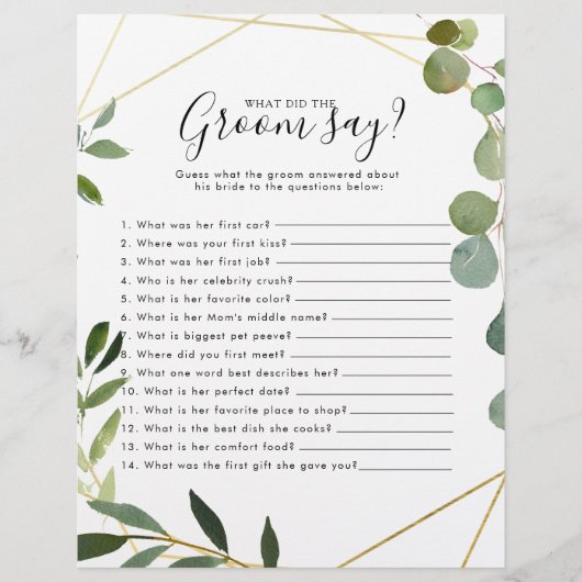 ユーカリブライダルシャワー新郎は何と言った (正面)