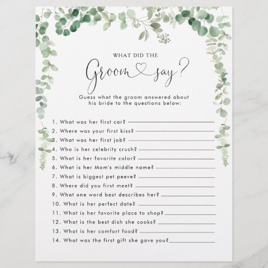 ユーカリブライダルシャワー新郎は何と言った (正面)