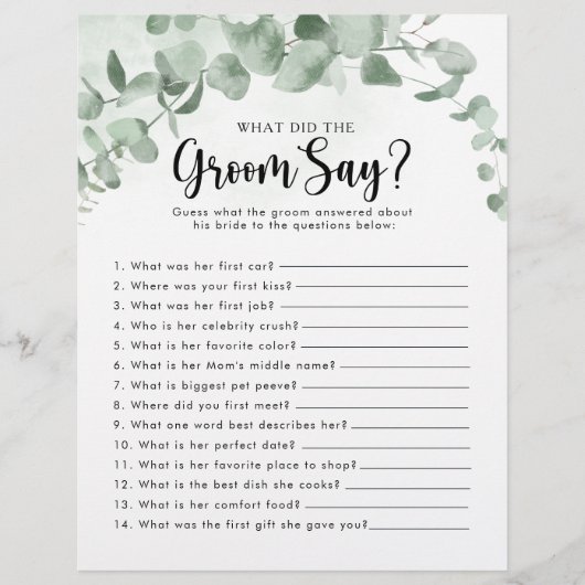 ユーカリブライダルシャワー新郎は何と言った (正面)