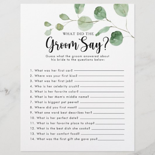 ユーカリブライダルシャワー新郎は何と言った (正面)