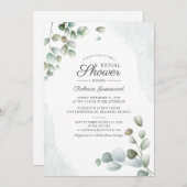 ユーカリブライダルシャワー水色多肉質 招待状 (正面/裏面)