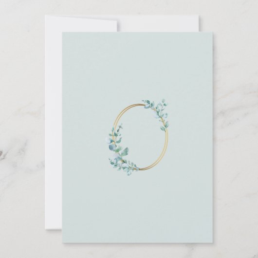 ユーカリブライダルシャワー永遠金ゴールドリングや輪招待状 招待状 (裏面)