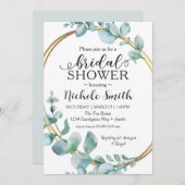 ユーカリブライダルシャワー永遠金ゴールドリングや輪招待状 招待状 (正面/裏面)