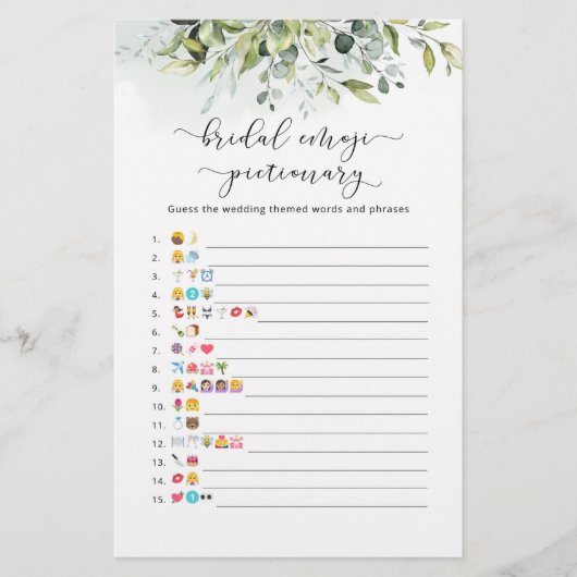 ユーカリブライダルシャワー絵文字ゲーム (正面)