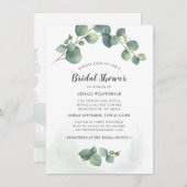 ユーカリブライダルシャワー緑色多肉植物 招待状 (正面/裏面)