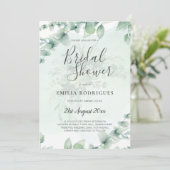 ユーカリブライダルシャワー緑金ゴールドQRコード 招待状 (スタンド正面)