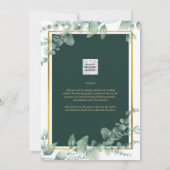 ユーカリブライダルシャワー緑金ゴールドQRコードInv 招待状 (裏面)