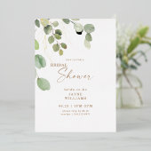 ユーカリブライダルシャワー金ゴールド 箔招待状 (立ち正面)