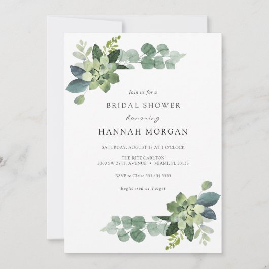 ユーカリブライダルシャワー 招待状 (正面)