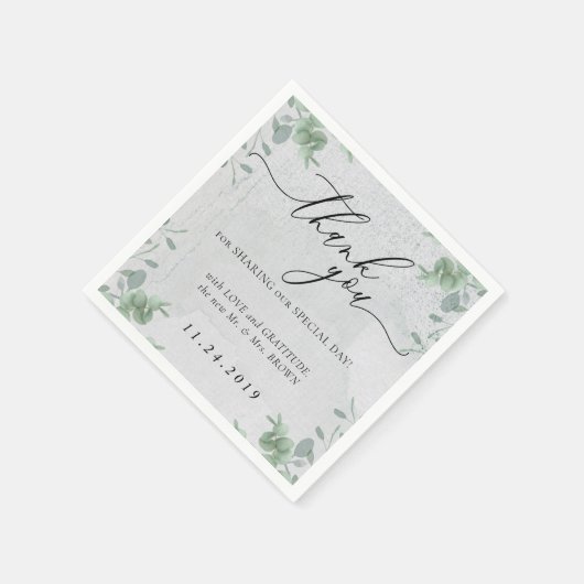 ユーカリプスクリーンフォーマルミニマリスト結婚デコール スタンダードカクテルナプキン (角)