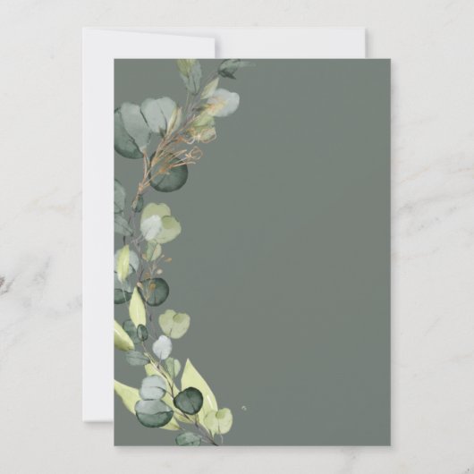 ユーカリプスグリーナリーセージ緑エレガントな結婚式 招待状 (裏面)