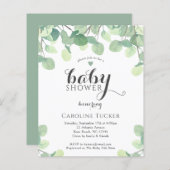 ユーカリプスグリーナリーバジェットベビーシャワー招待状 (正面/裏面)