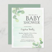 ユーカリプスグリーナリーバジェットベビーシャワー招待状 (正面/裏面)