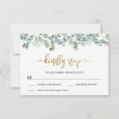 ユーカリプスグリーンと金ゴールドウェディングRSVPカード 出欠カード (裏面)