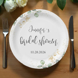 ユーカリプスグリーンブライダルシャワー紙プレート ペーパープレート