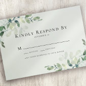ユーカリプスグリーンリーウェディングRSVPカード ノートカード