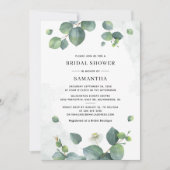 ユーカリプスグリーンリーウォーターカラーブライダルシャワー 招待状 (正面)