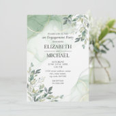 ユーカリプスグリーンリーウォーターカラー婚約 招待状 (スタンド正面)