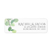 ユーカリプスグリーンリーウォーターカラー差出人住所 ラベル (正面)