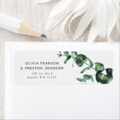 ユーカリプスグリーンリーウォーターカラー差出人住所 ラベル (インサイチュ)