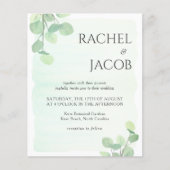 ユーカリプスグリーンリーウォーターカラー結婚式招待状 (正面)