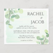 ユーカリプスグリーンリーウォーターカラー結婚式招待状 (正面)