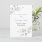 ユーカリプスグリーンリーウォーターカラー結婚式招待状 招待状 (スタンド正面)