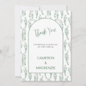 ユーカリプスグリーンリーエレガントウェディングサンキューカード 招待状 (正面)