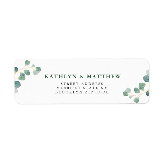 ユーカリプスグリーンリーエレガントウェディング差出人住所 ラベル (正面)