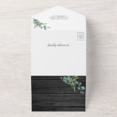 ユーカリプスグリーンリーエレファントグレーウッドベビーシャワー オールインワン招待状 (外側)