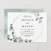 ユーカリプスグリーンリーカップルシャワー招待状 ポストカード (正面/裏面)