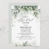 ユーカリプスグリーンリーガムボタニカルブライダルシャワー 招待状 (正面/裏面)