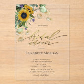 ユーカリプスグリーンリーサンフラワーズブライダルシャワー アクリル招待状 (正面)