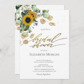 ユーカリプスグリーンリーサンフラワーズブライダルシャワー 招待状 (正面/裏面)