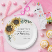 ユーカリプスグリーンリーサンフラワーフローラ ペーパープレート (パーティー)