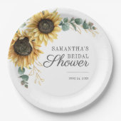 ユーカリプスグリーンリーサンフラワーフローラ ペーパープレート (正面)